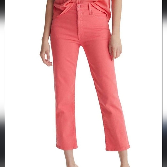 MOTHER Looker Crop Brink Pink Coral Crop Pants - Picture 1 of 11